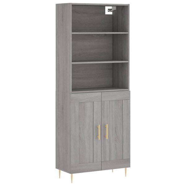 vidaXL Buffet haut Sonoma gris 69 5x34x180 cm Bois d'ingénierie