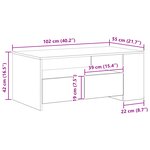Table basse en chêne noir 102x55x43 5 cm en bois reconstitué