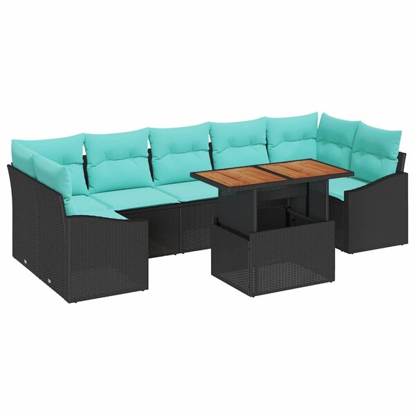 vidaXL Ensemble de salle à manger pour jardin 8 Pièces Noir et Teal