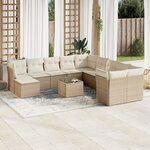 vidaXL Salon de jardin avec coussins 12 Pièces beige résine tressée