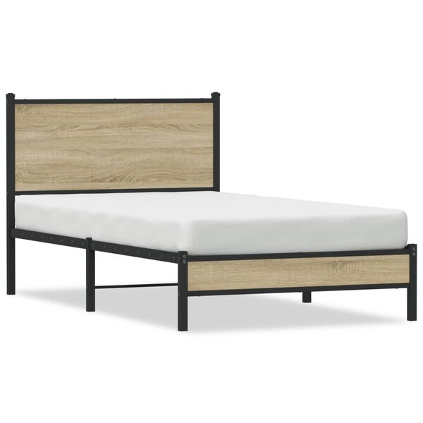 vidaXL Cadre de lit en métal sans matelas chêne sonoma 100x190 cm
