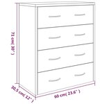 vidaXL Buffet avec 4 tiroirs 60x30 5x71 cm Noir