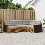 vidaXL Ensemble de canapés d'extérieur 4 Pièces Naturel et gris clair