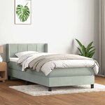 vidaXL Sommier à lattes de lit et matelas gris clair 90x220 cm velours