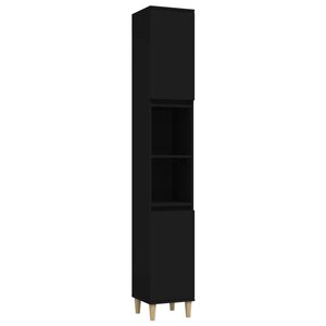 vidaXL Armoire de salle de bain noir 30x30x190 cm bois d'ingénierie