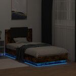 vidaXL Cadre de lit avec LED sans matelas chêne fumé 75x190 cm