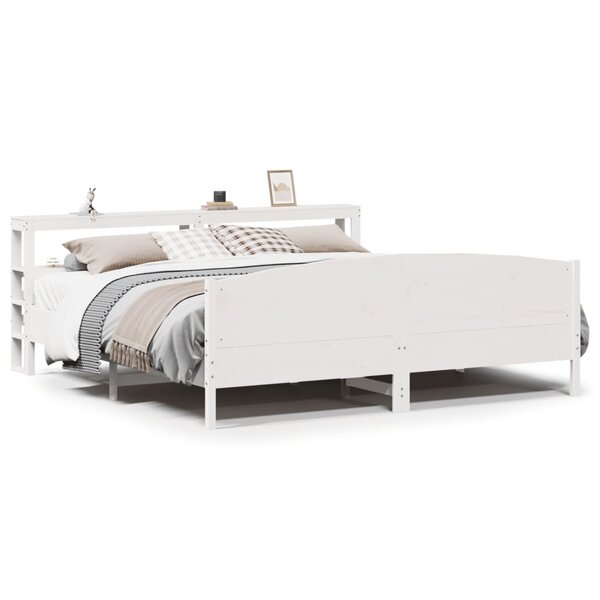 vidaXL Cadre de lit sans matelas blanc 180x200 cm bois massif de pin