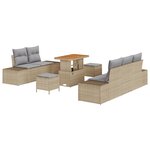 Set de Canapé de Jardin vidaXL 8 pièces avec Coussins Beige Rotin Synthétique Acacia