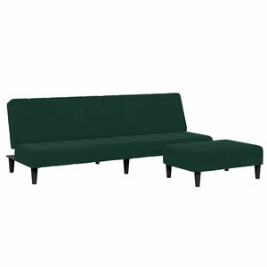 vidaXL Canapé-lit à 2 places avec repose-pied vert foncé velours