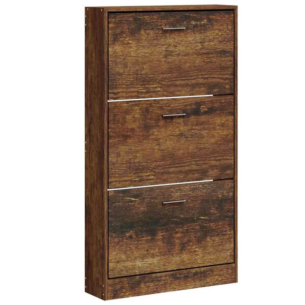 vidaXL Armoire à chaussures Chêne fumé 59x17x108 cm Bois d'ingénierie
