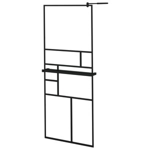 vidaXL Paroi de douche avec étagère Noir 80x195 cm Verre ESG&Aluminium