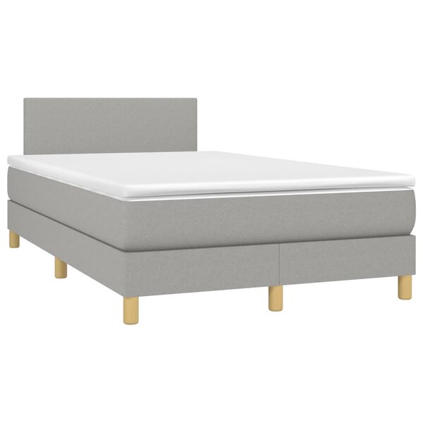 vidaXL Sommier à lattes de lit et matelas gris clair 120x190 cm tissu