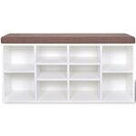 Banc banquette 103 x 30 x 48 cm de rangement à chaussures 10 compartiments blanc 02_0021239