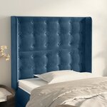 vidaXL Tête de lit avec oreilles Bleu foncé 93x16x118/128 cm Velours