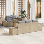 vidaXL Ensemble de canapés de jardin de 6 pièces avec coussins en poly rattan beige