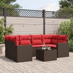 vidaXL Salon de jardin avec coussins 7 Pièces marron résine tressée