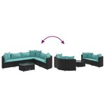 vidaXL Salon de jardin 7 Pièces avec coussins noir résine tressée