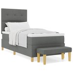 vidaXL Lit à ressorts avec matelas et banc gris foncé 80x200 cm en tissu