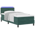 vidaXL Lit à ressort LED avec matelas Vert foncé 90 x 200 cm Velours