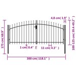 vidaXL Portillon double porte avec dessus à pointe Acier 3x1 25 m Noir