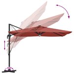 vidaXL Parasol déporté Roma avec LEDs Terre cuite 286x285x270 cm Aluminium