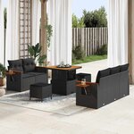 vidaXL Ensemble de canapé de jardin Manuel 8 Pièces Noir 80 x 80 x 71 cm