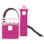 vidaXL Lit superposé avec toboggan et rideaux rose 90x200 cm