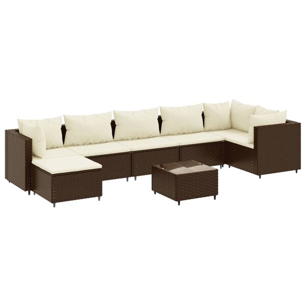 vidaXL Salon de jardin avec coussins 8 Pièces marron résine tressée