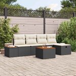 vidaXL Ensemble de canapé de jardin avec coussin 6 Pièces Noir Poly rotin