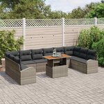 vidaXL Ensemble de canapé de jardin 11 Pièces Gris Poly rotin