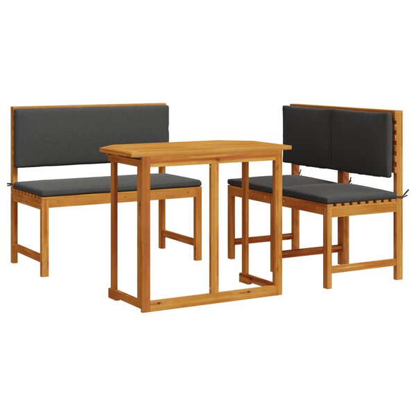 Ensemble de salle à manger de jardin 4 pièces avec coussins en bois d'acacia