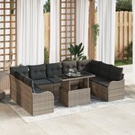Ensemble de Canapés de Jardin vidaXL 10 pièces avec Coussins Gris Poly Rattan
