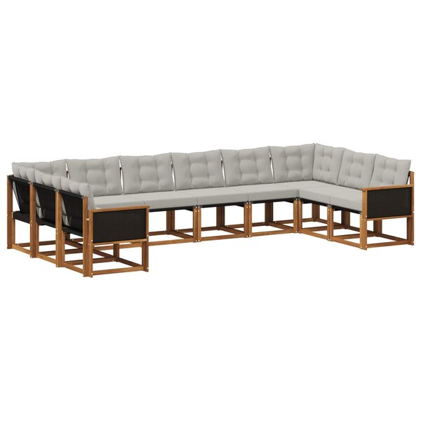 vidaXL Ensemble de canapés d'extérieur 10 pc Naturel et Gris clair