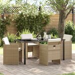 vidaXL Ensemble de salle à manger pour jardin 5 Pièces Beige polyrotin