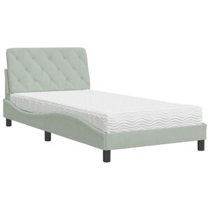 vidaXL Lit avec matelas gris clair 100x200 cm velours