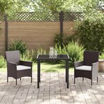 vidaXL Ensemble de Salle à Manger de Jardin 3 Pièces Marron Poly Rattan