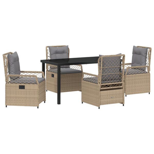 vidaXL Ensemble de salle à manger de jardin 5 pièces Beige Rattan Poly