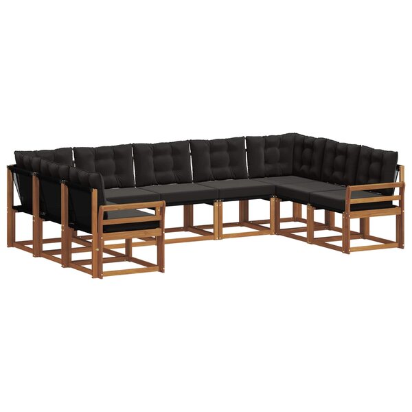 vidaXL Ensemble de canapés d'extérieur 9 pc Naturel et Noir