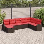 vidaXL Ensemble de Canapés avec coussin Marron et rouge polyrotin