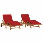 vidaXL Transat 2 Pièces Rouge 200 x 67 x 84 cm Bois d'Acacia Massif