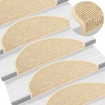 vidaXL Tapis d'escalier autocollants 15 Pièces 65x21x4 cm Beige