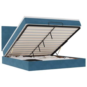 VidaXL Cadre de lit ottoman avec matelas bleu foncé 180x200 cm velours