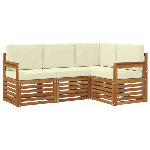 vidaXL Ensemble de canapés d'extérieur 4 pc Naturel et Crème Polyester