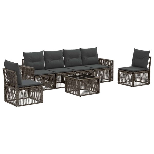 vidaXL Ensemble de canapé de jardin 7 Pièces Gris et Gris foncé polyrotin