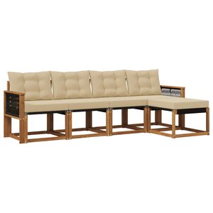 vidaXL Ensemble de canapés d'extérieur 5 pc Naturel et Beige