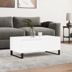 vidaXL Table basse Blanc 90x50x36 5 cm Bois d'ingénierie