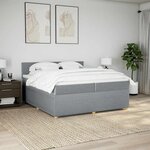 vidaXL Sommier à lattes de lit avec matelas Gris clair 200x200cm Tissu