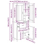 vidaXL Haut Armoire 2 Pièces Chêne noir Bois Aggloméré et Verre