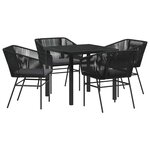vidaXL Ensemble de salle à manger pour jardin avec coussin 5 Pièces Noir