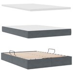 vidaXL Lit de rangement LED avec matelas Gris foncé 140 x 200 cm